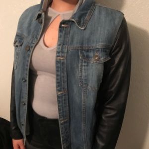 Oversized Jean And Leather Jacket